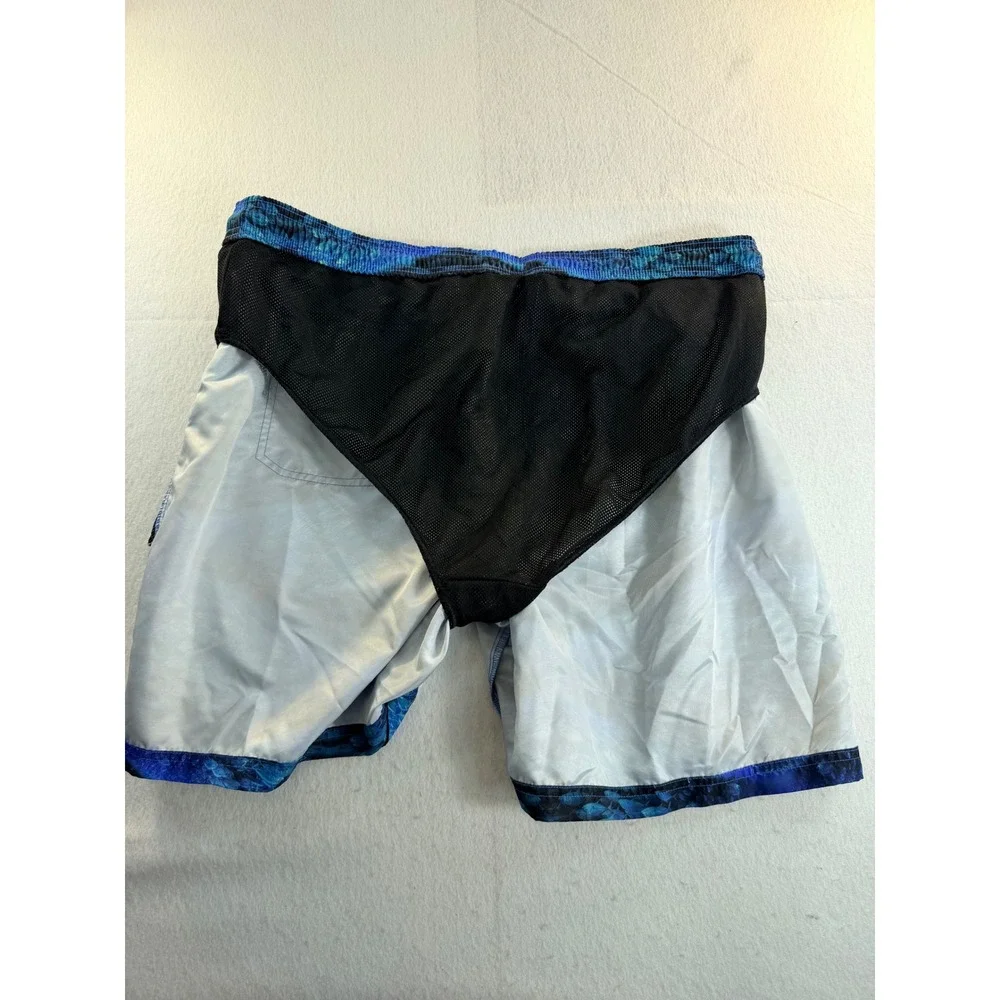 Reel legends Blue School of Fish Graphic Print Swim Trunks Board Shorts Mens XL